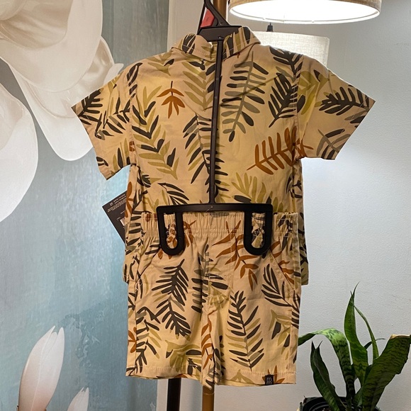 Modern Moments Summer  Leaf Print Kids Matching Set Boys 2T NWT 100% cotton - Picture 4 of 5